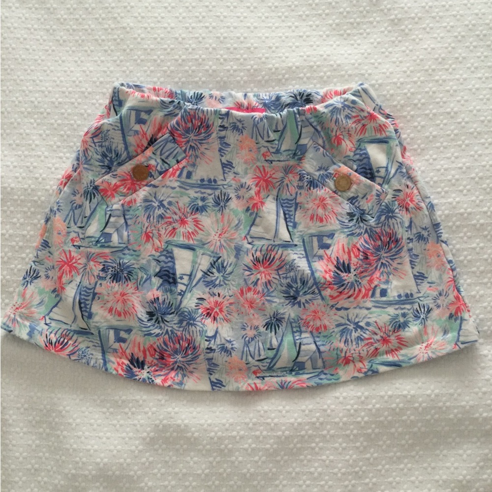 Lilly Pulitzer Multicolor Sailboat Floral Skirt (Blue, Pink, Coral, Green)